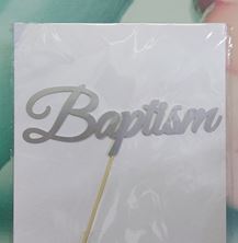 Picture of SILVER BAPTISM CAKE TOPPER 20 X 6CM